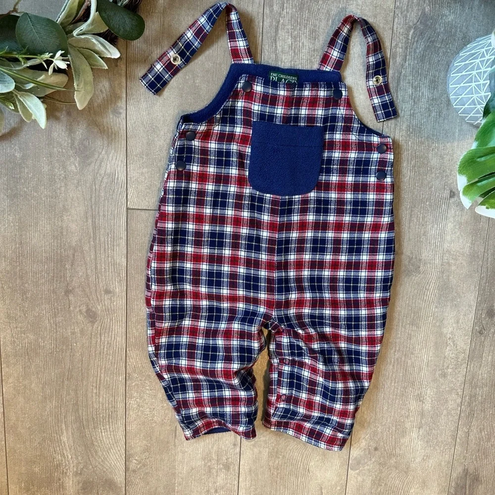 Vintage Children’s Place Baby Boy Flannel Fleece Lined Overalls